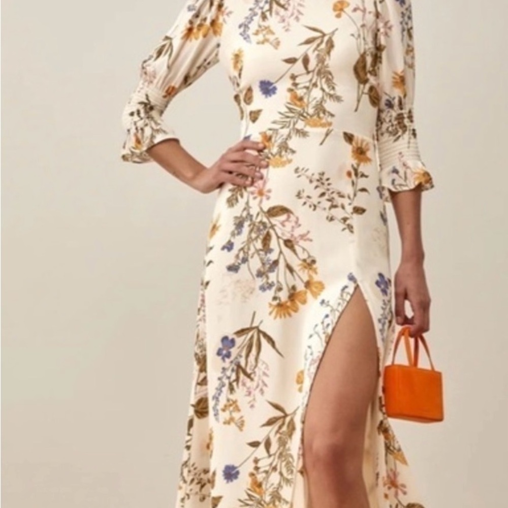 Floral Long Sleeve Dress in Cream